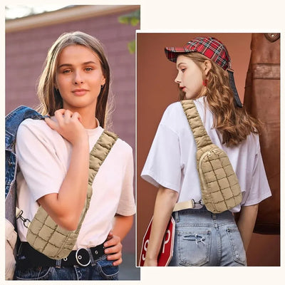Trending Quilted Puffer Sling Bag - Anti-Theft & Lightweight for Women