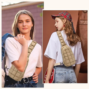 Trending Quilted Puffer Sling Bag - Anti-Theft & Lightweight for Women