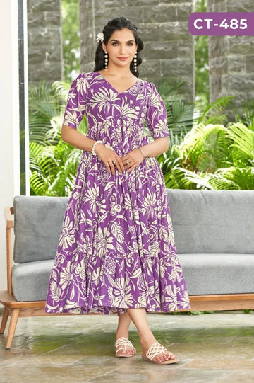 Trending Rayon Floral Dress - Flowy Baloon Sleeve for Women | S-5XL