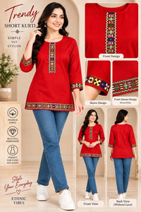 Trending Rayon Short Kurti - Embroidered Festive Wear for Navratri