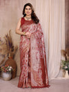 Trending Red Cotton Spun Saree - Jacquard Zari Weaving for Festive Wear