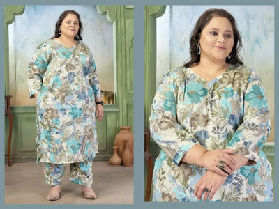 Trending Riyon Print Kurti Set - Comfortable Plus Size Co-ord for Women