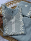 Premium Roman Silk Embroidered Kurti Set with Dupatta for Festive Weddings