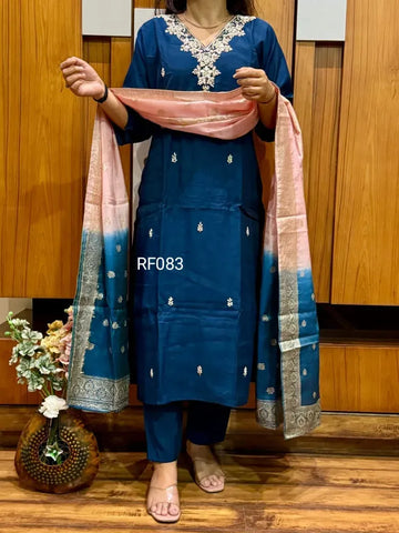 Trending Roman Silk Kurti Set - Hand Work & Banarsi Dupatta for Party Wear