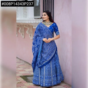 Trending Royal Blue Bandhani Lehenga Choli - Gota Patti Festive Look