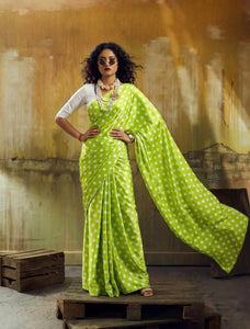 Trending Satin Polka Dot Saree - Smooth Drape & Style for Women