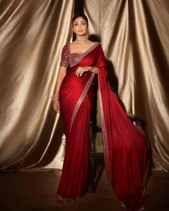 Trending Satin Silk Saree - Exquisite Mirror Work for Festive Occasions