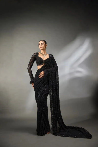 Trending Sequin Georgette Saree - Heavy Embroidery for Party Wear