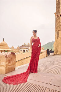 Trending Sequins Georgette Saree - Heavy Embroidery Party Wear