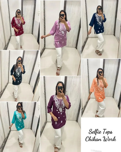 Trending Short Chikankari Kurti - Elegant Rayon Festive Wear for Women