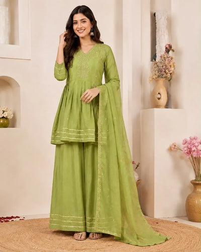 Trending Silk Kurti Set - Festive Wear with Dupatta | Sizes S-XXL