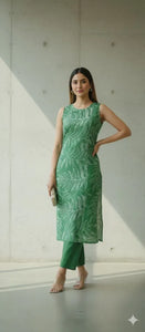 Trending Sleeveless Cotton Kurti Set - Elegant Printed Design for Women