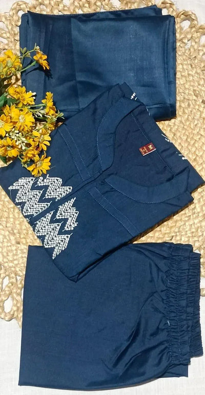 Trending Slub Cotton Kurti Set - Elegant Embroidery for Women | S-3XL
