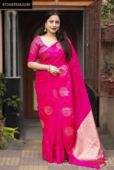 Trending Soft Banarsi Silk Saree - Elegant Zari Weave for Festive Wear