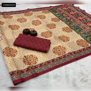 Trending Soft Cotton Slub Saree - Zari Border Festive Wear for Women