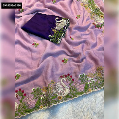 Trending Soft Crunchy Saree - Multi Embroidered with Rangoli Blouse