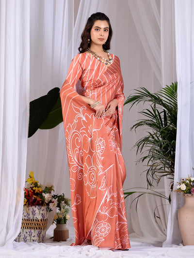 Trending Soft Satin Georgette Saree - Elegant Floral Print for Women