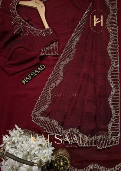 Trending Space Silk Saree - Zarkhand Diamond Cut Work Blouse & Border | Women's Festive & Party Wear