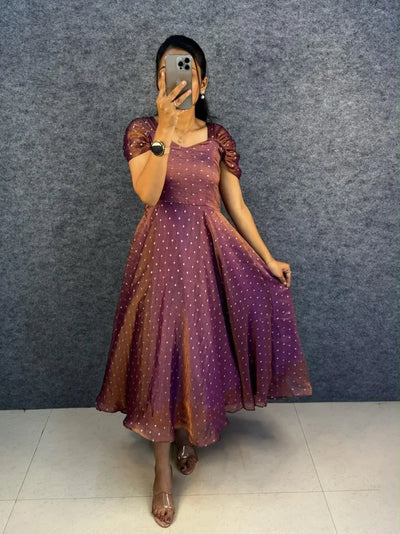 Trending Tissue Midi Gown - Designer Party Wear with Jari Butti Work