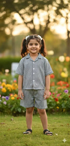 Trending Unisex Gingham Shorts Set - Comfy Playwear for Kids