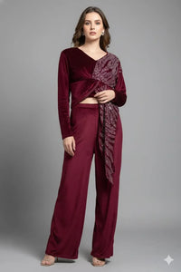 Trending Velvet Co-ord Set - Sparkling Sequin Style for Party Wear Women