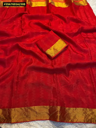 Trending Viscose Crepe Silk Saree - Self Weaving Design with Running Blouse for Festive & Party Wear