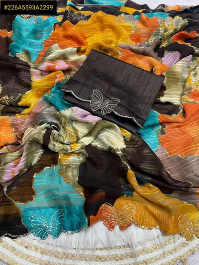 Trending Wetless Jari Patti Saree - Elegant Jarkan & Siroski Work for Festive Wear