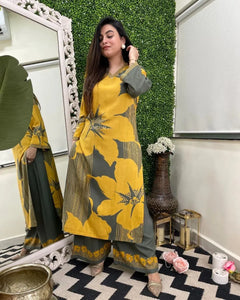 Trending Yellow Rayon Kurti Set - Printed Comfort for Women