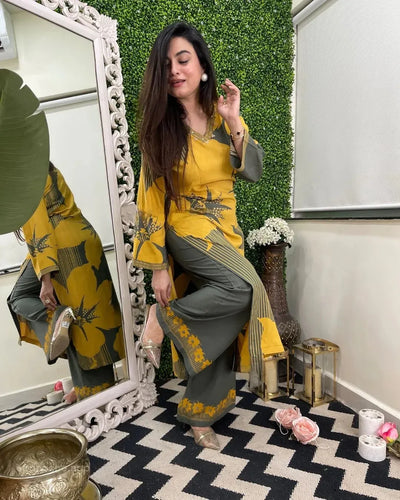 Trending Yellow Rayon Kurti Set - Printed Comfort for Women