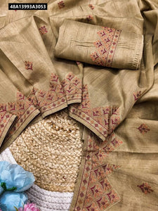 Premium Handcrafted Tussar Silk Embroidered Saree for Women - Elegant Festive and Wedding Wear