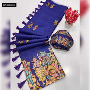 Tussar Silk Kalamkari Digital Print Saree for Women | Festive & Casual Wear