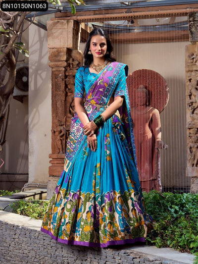 Tussar Silk Kalamkari Print Lehenga Choli for Women | Festive & Wedding Wear
