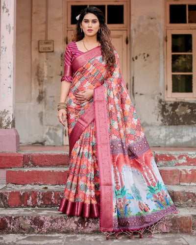 Tussar Silk Saree Digital Print Geometric for Women | Festive & Casual Wear