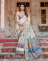 Tussar Silk Saree Elephant Print for Women | Festive Wear