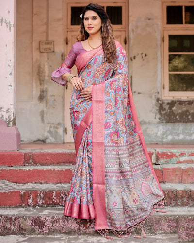 Tussar Silk Saree Hand-Painted Floral for Women | Festive & Cultural Wear