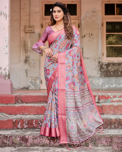 Tussar Silk Saree Hand-Painted Floral for Women | Festive & Cultural Wear