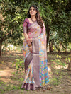Tussar Silk Saree Hand-Painted Floral & Peacock for Women | Festive & Casual Wear
