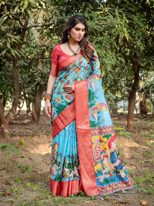 Tussar Silk Saree Hand-Painted for Women | Festive & Casual Wear