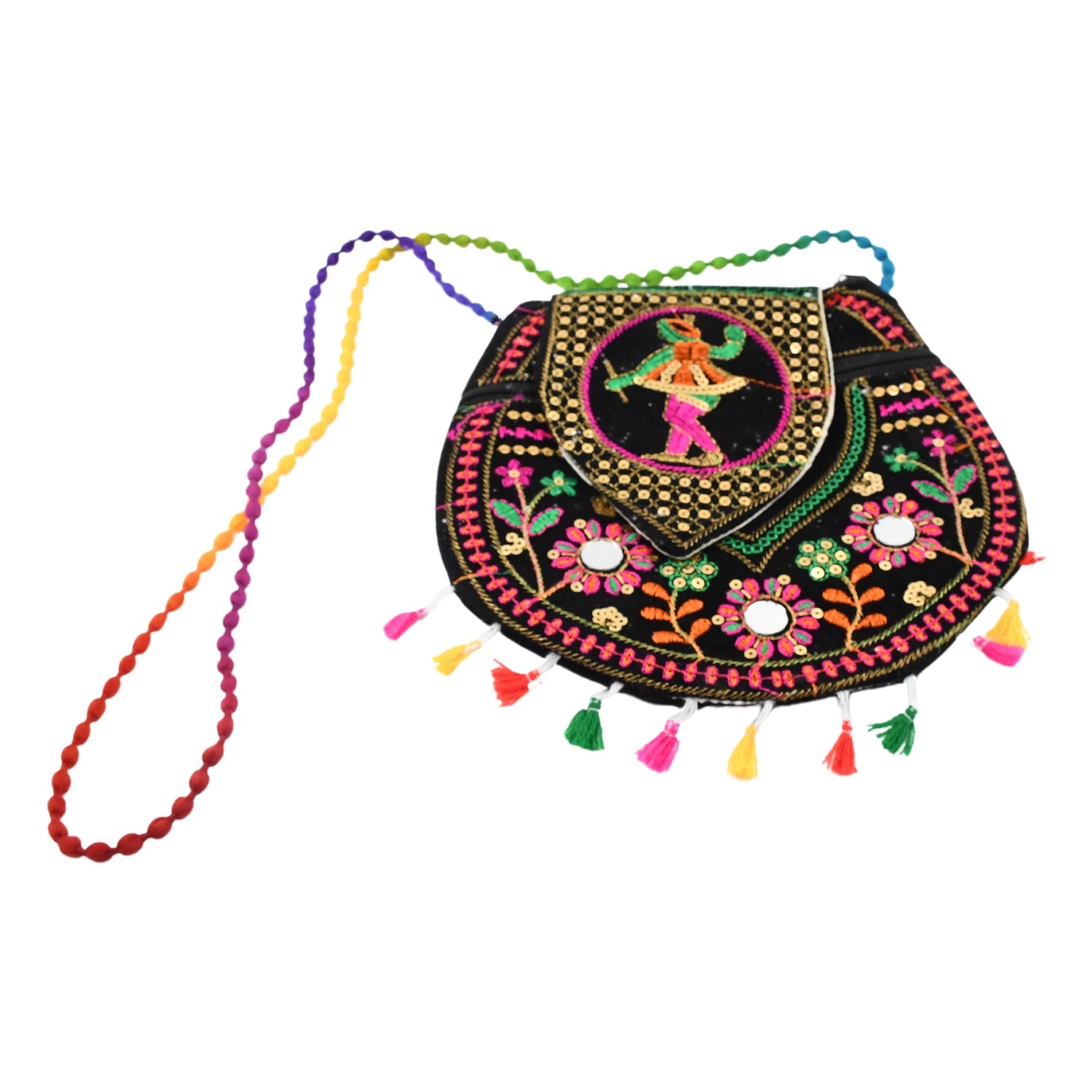 Handcrafted Cotton Embroidered Shoulder Bag Purse For Girls Women (1 Pc 9 Inch)