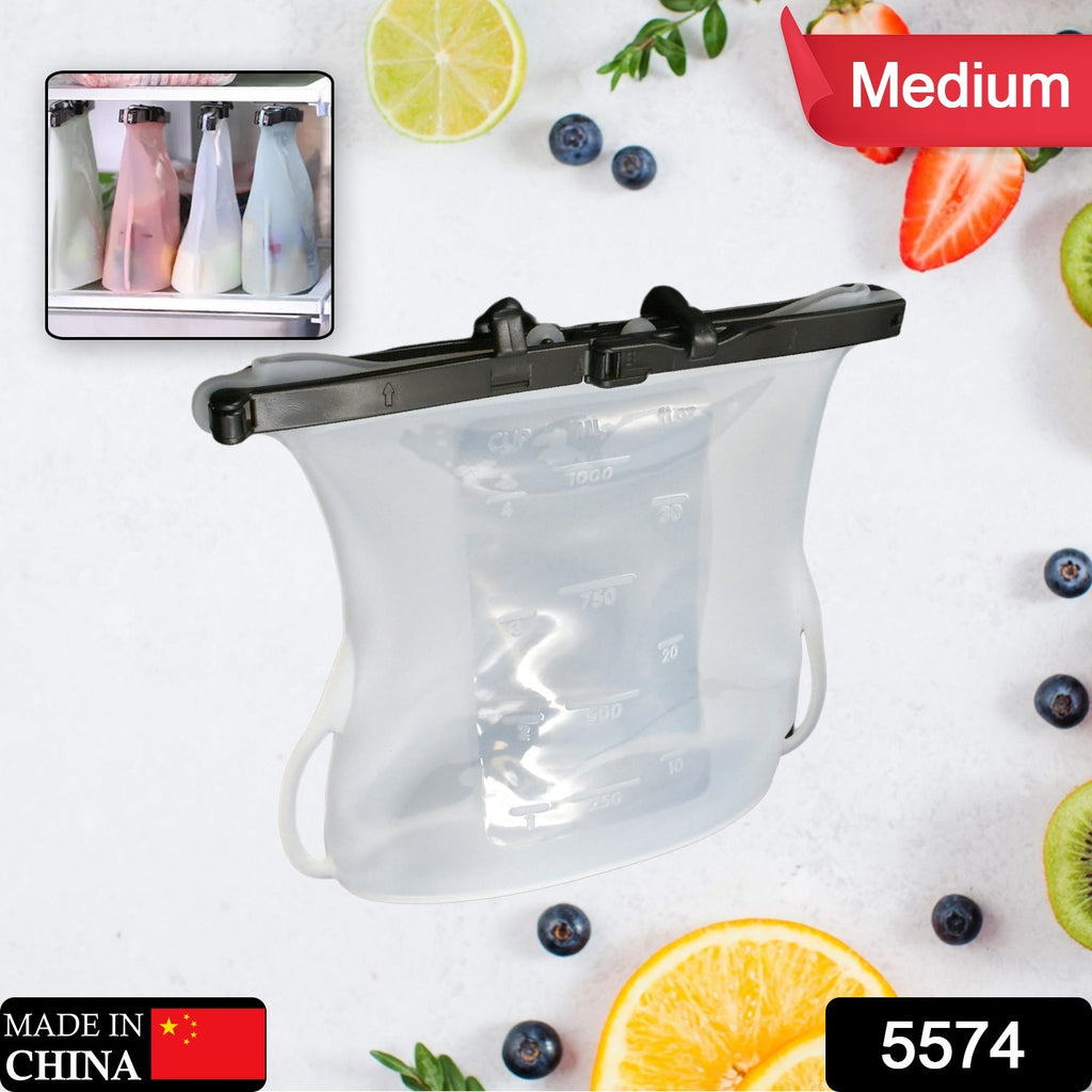 Reusable silicone food storage bag set, leakproof, flat bottom, for freezer, sandwich & kid snacks. BPA-free.