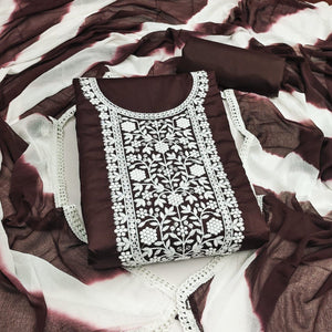 Unstitched Embroidered Jaam Cotton Salwar Suit for Women | Casual & Festive