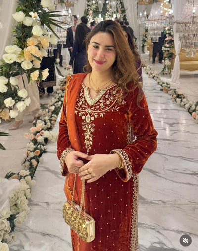 Velvet Embroidered Suit Set for Women | Festive Ready-to-Wear