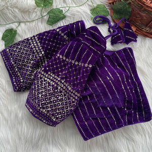 Velvet Padded Embroidered Blouse for Women | Festive & Party Wear