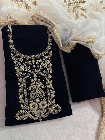 Velvet Zardogi Handwork Suit Set for Women | Festive Ethnic Wear