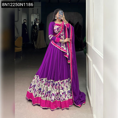 Vibrant Purple Printed Lehenga Set for Women | Festive & Wedding Wear