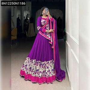 Vibrant Purple Printed Lehenga Set for Women | Festive & Wedding Wear