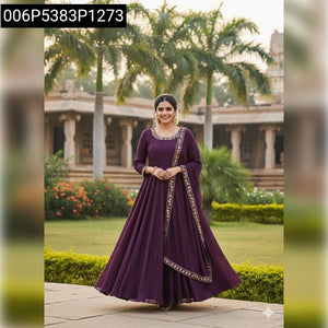 Vichitra Silk Anarkali Gown for Women | Festive & Special Occasion
