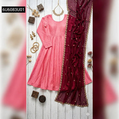 Vichitra Silk Anarkali Gown for Women | Party Wear