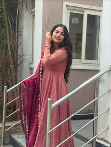 Vichitra Silk Embroidered Gown for Women | Party & Festive Wear