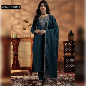 Vichitra Silk Embroidered Kurti Set for Women | Festive & Daily Wear